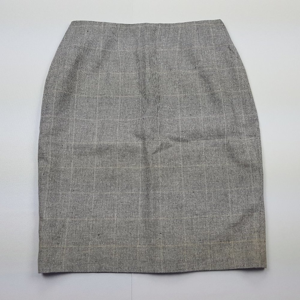 Linda Allard Ellen Tracy Silk & Linen Pencil Skirt, Back Zip Petite 6P Gray